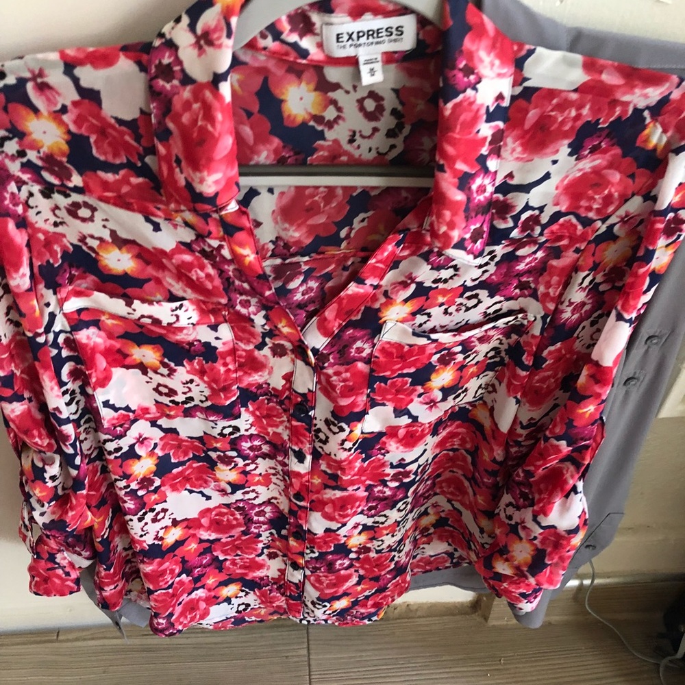 Floral and graph Portofino blouses
